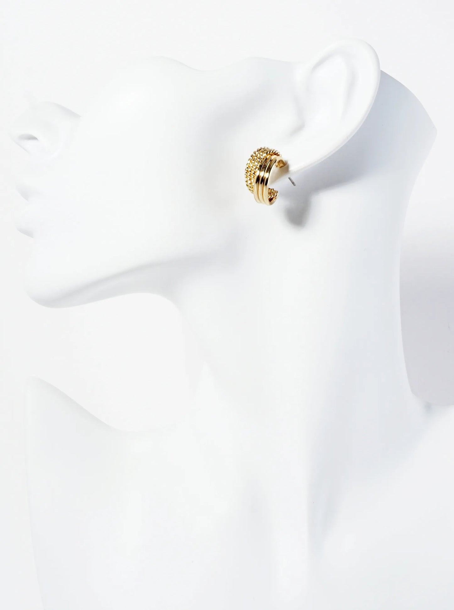 Textured 14K-Gold-Dipped 15mm Layered Hoop Earrings