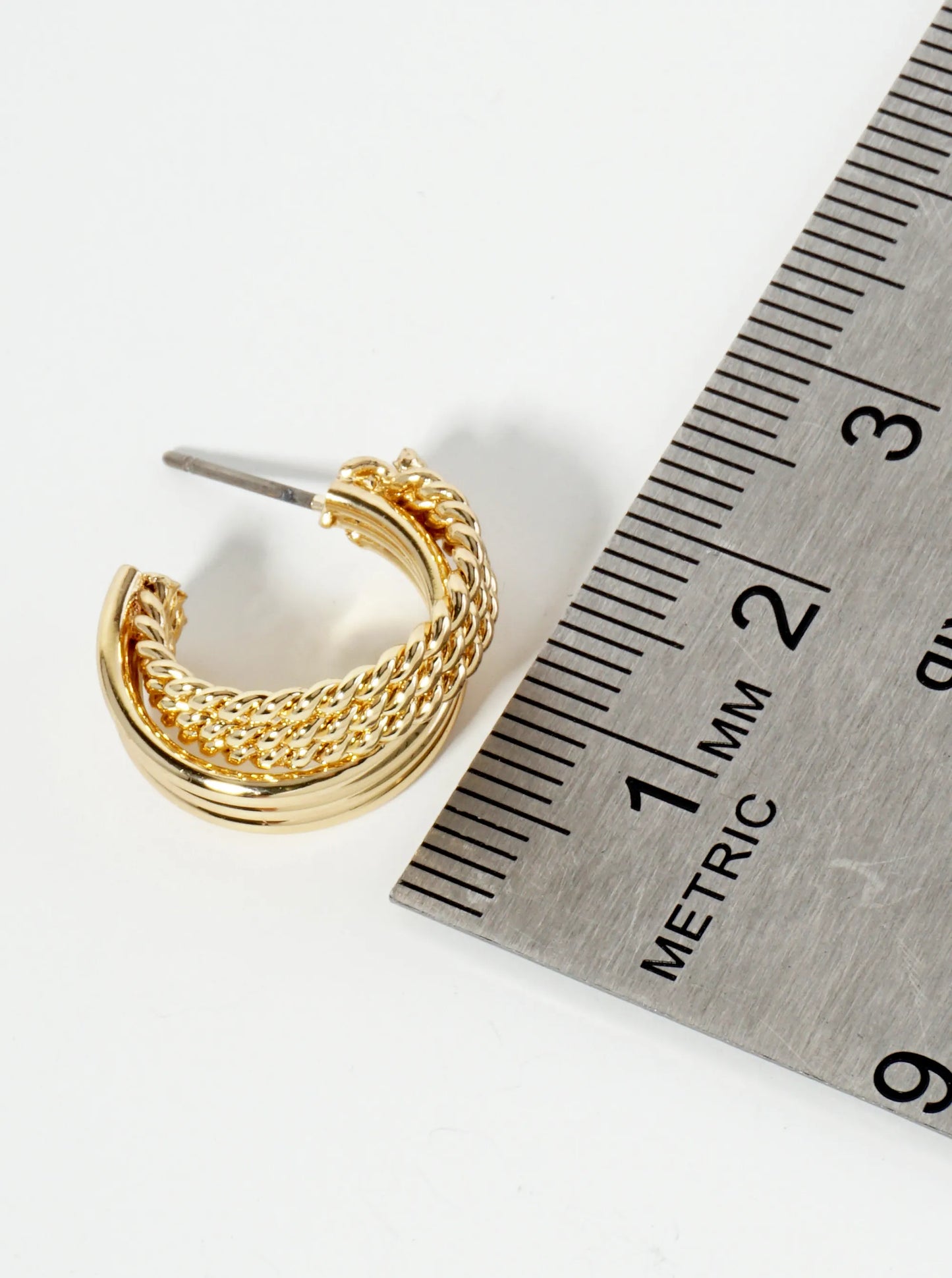 Textured 14K-Gold-Dipped 15mm Layered Hoop Earrings
