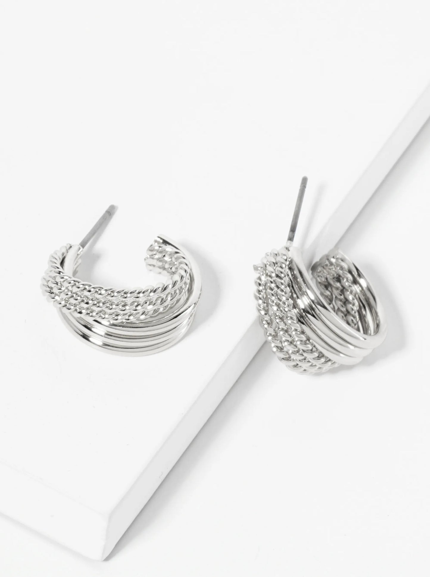 Textured 14K-Gold-Dipped 15mm Layered Hoop Earrings