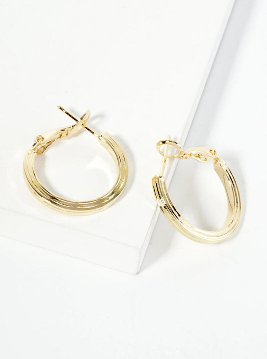 Textured 14K-Gold-Dipped 20mm Latch-Back Hoop Earrings