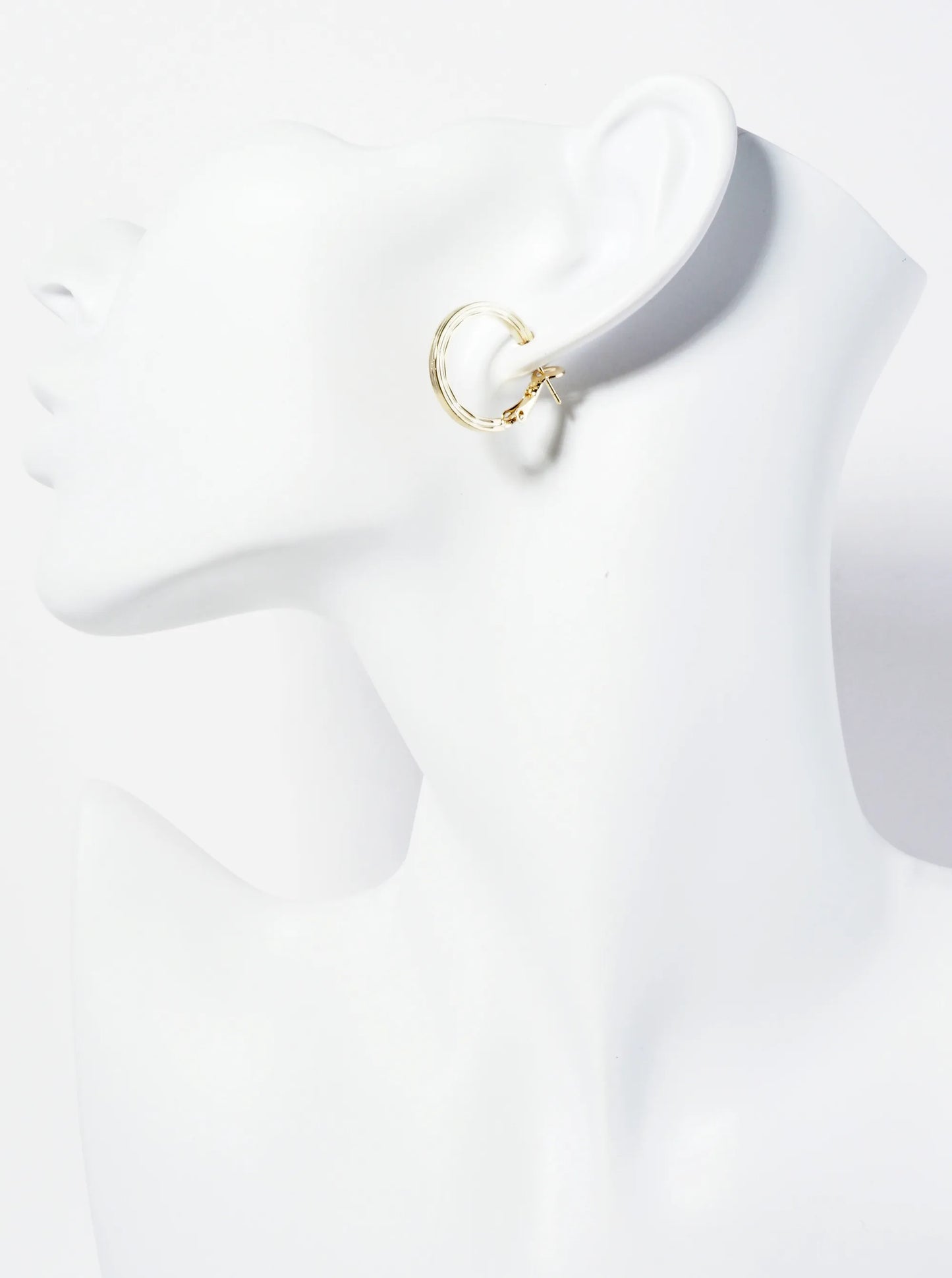 Textured 14K-Gold-Dipped 20mm Latch-Back Hoop Earrings