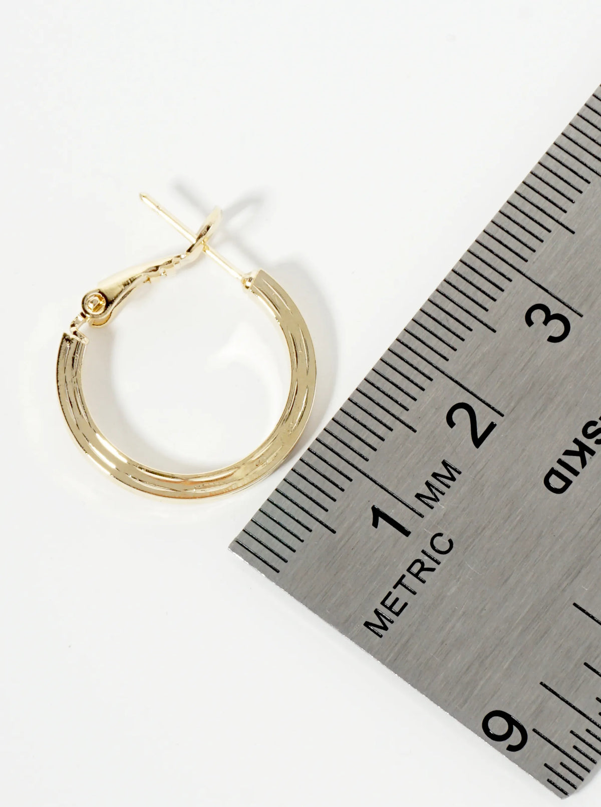 Textured 14K-Gold-Dipped 20mm Latch-Back Hoop Earrings