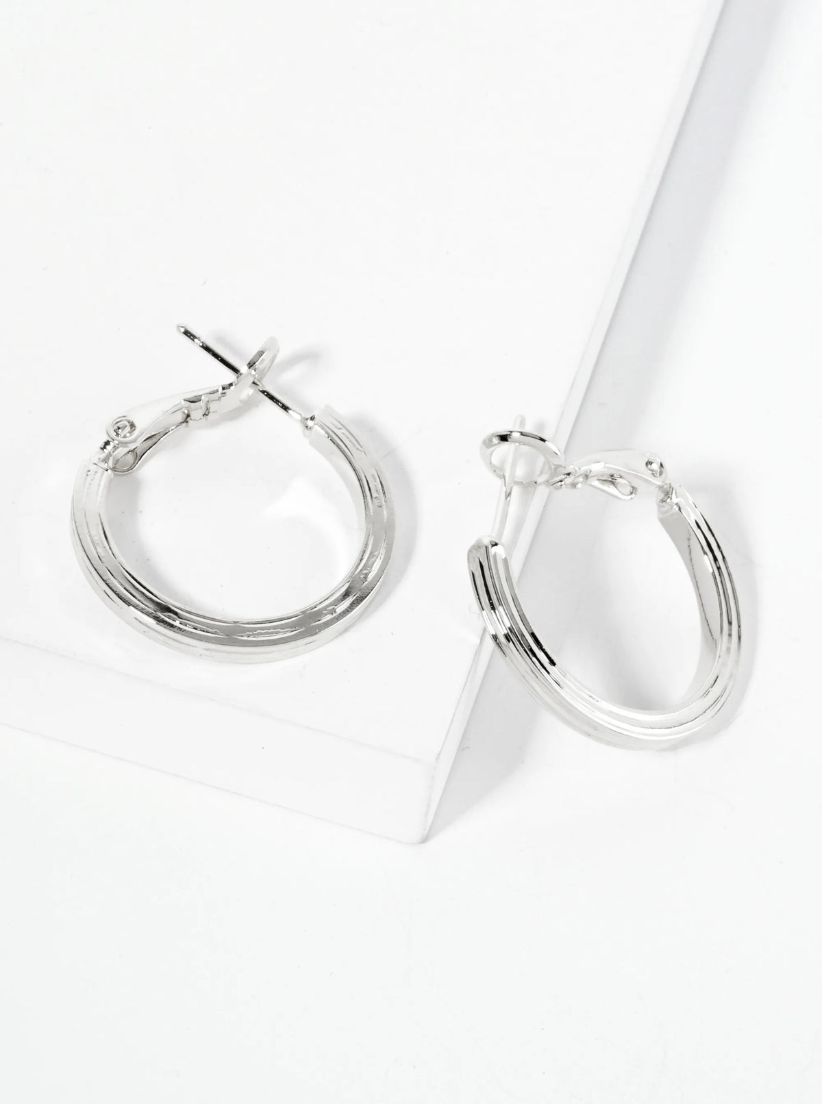 Textured 14K-Gold-Dipped 20mm Latch-Back Hoop Earrings