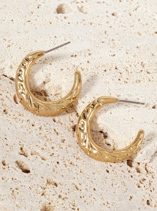 Textured 25mm Tapered Open Hoop Earrings With-Titanium-Post