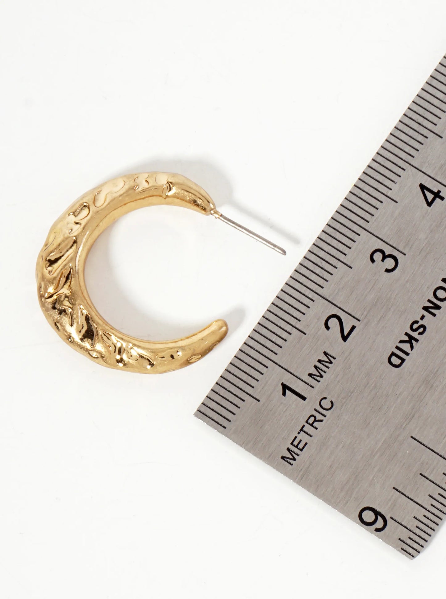 Textured 25mm Tapered Open Hoop Earrings With-Titanium-Post