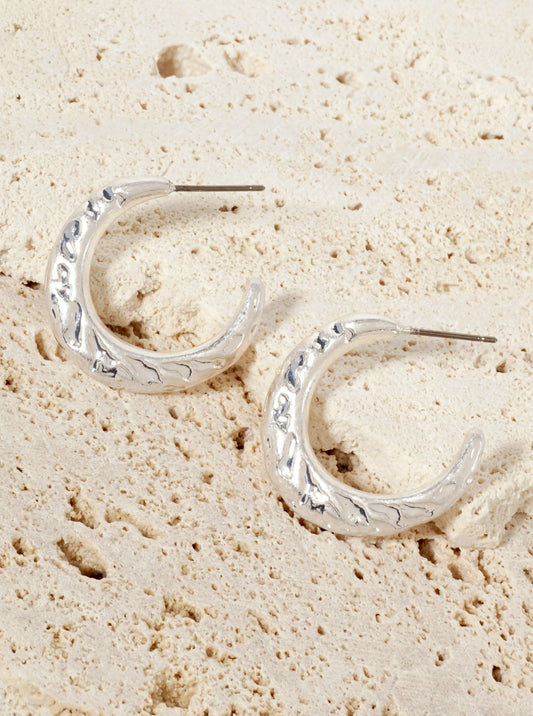 Textured 25mm Tapered Open Hoop Earrings With-Titanium-Post