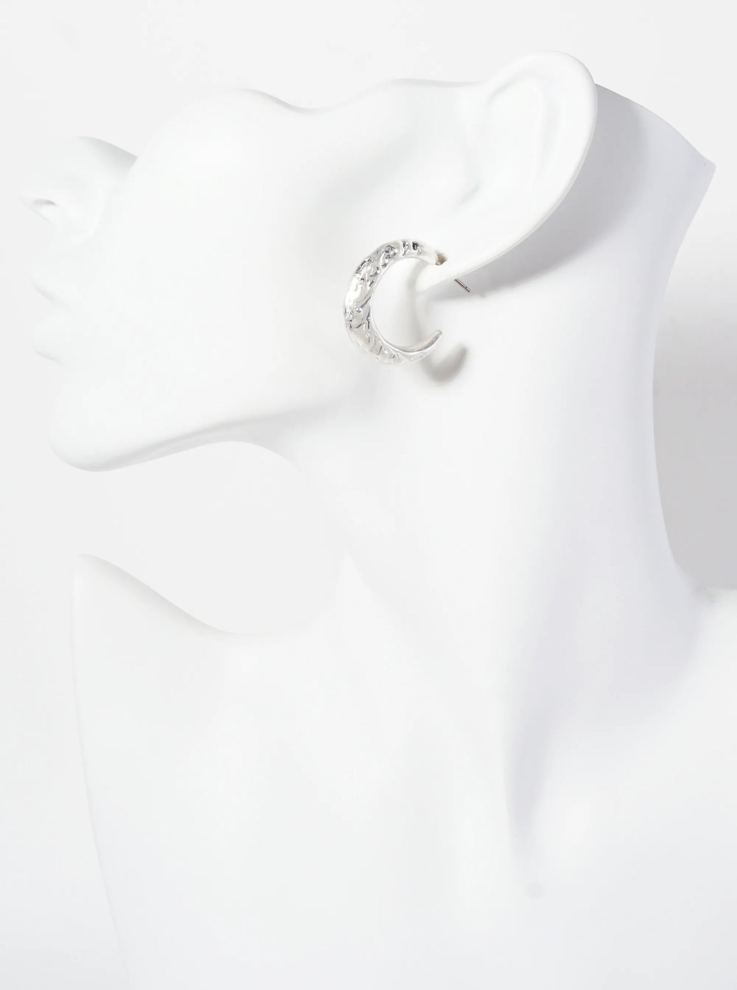 Textured 25mm Tapered Open Hoop Earrings With-Titanium-Post