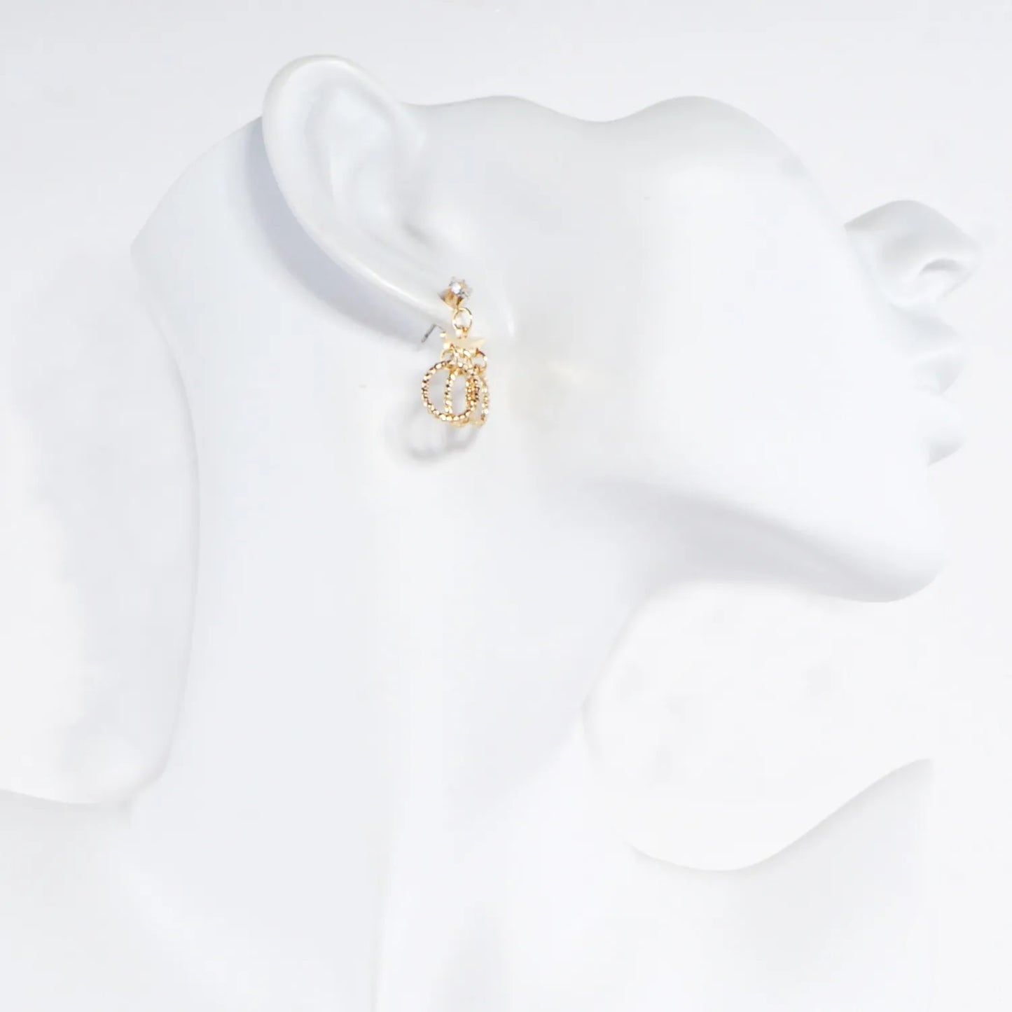 Textured 3 Ring Drop Dangle Earrings