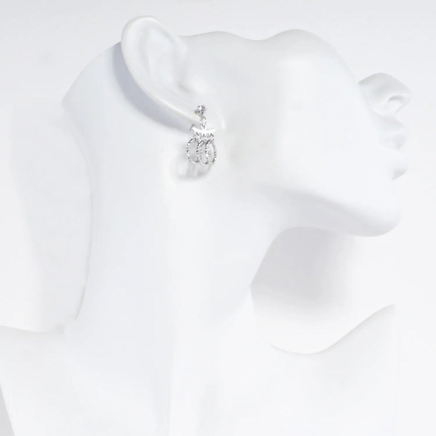 Textured 3 Ring Drop Dangle Earrings