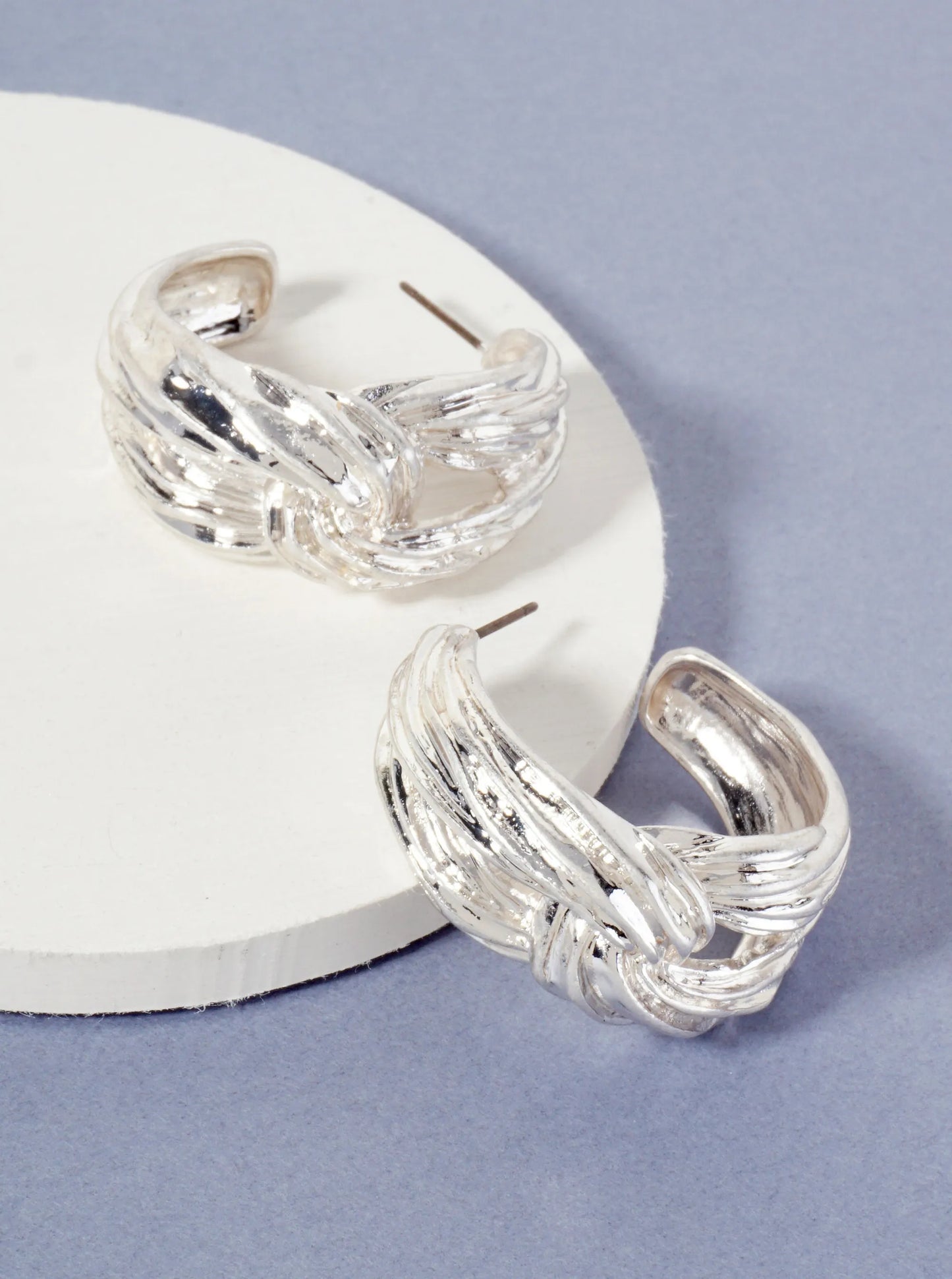 Textured 30mm Bold Knot Hoop Earrings With-Titanium-Post