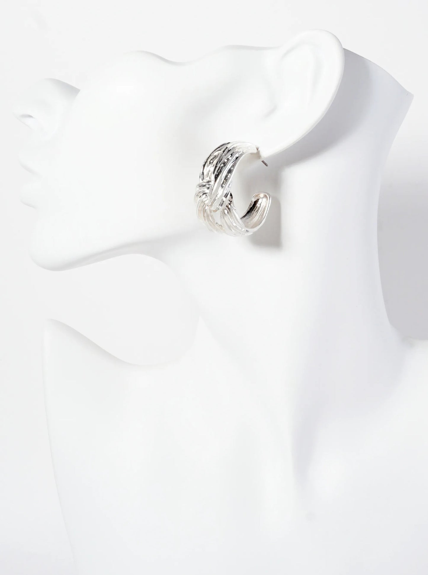 Textured 30mm Bold Knot Hoop Earrings With-Titanium-Post