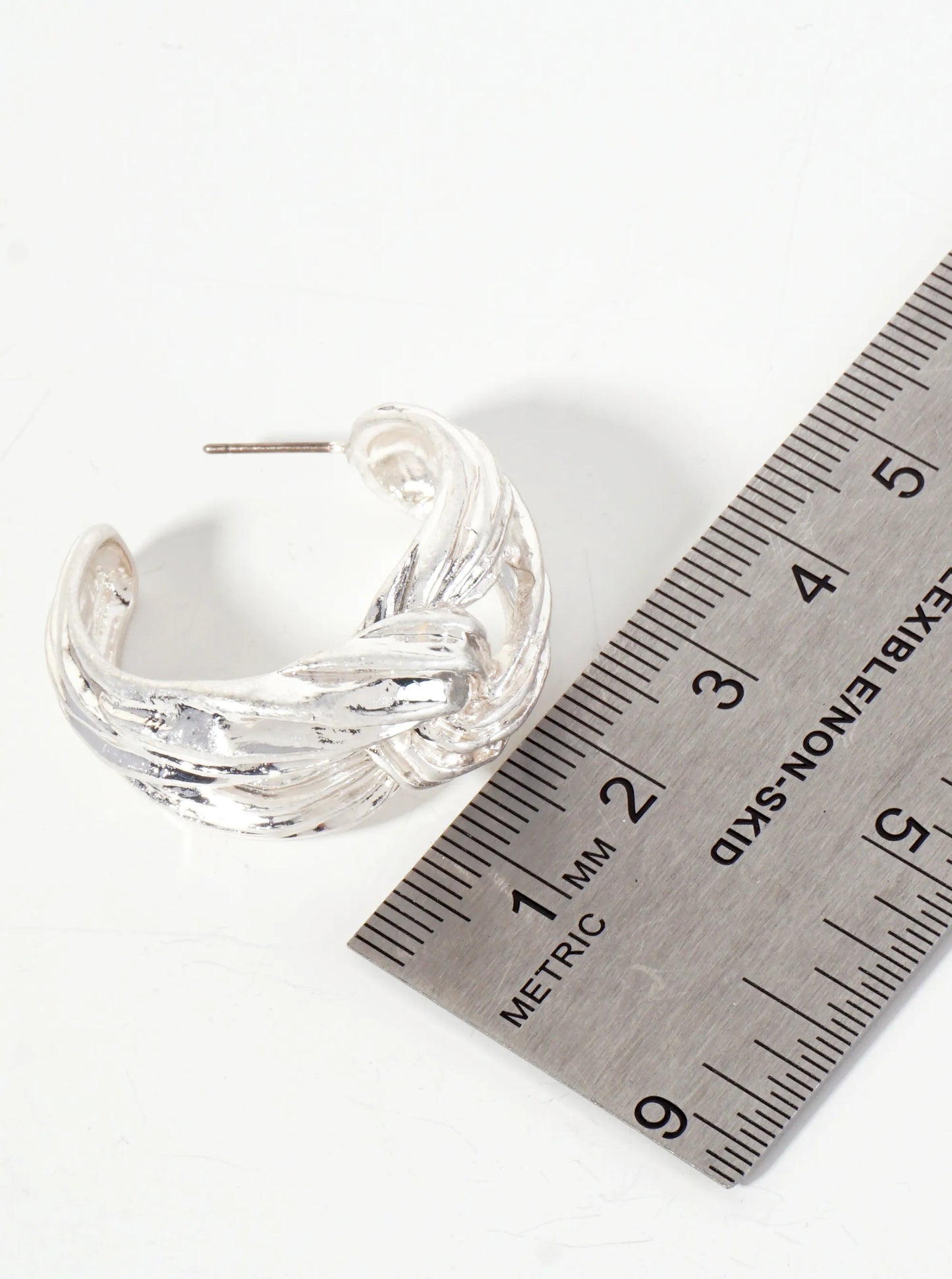 Textured 30mm Bold Knot Hoop Earrings With-Titanium-Post