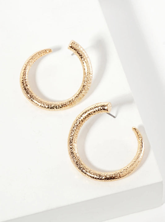 Textured 30mm Front-Facing Hoop Earrings