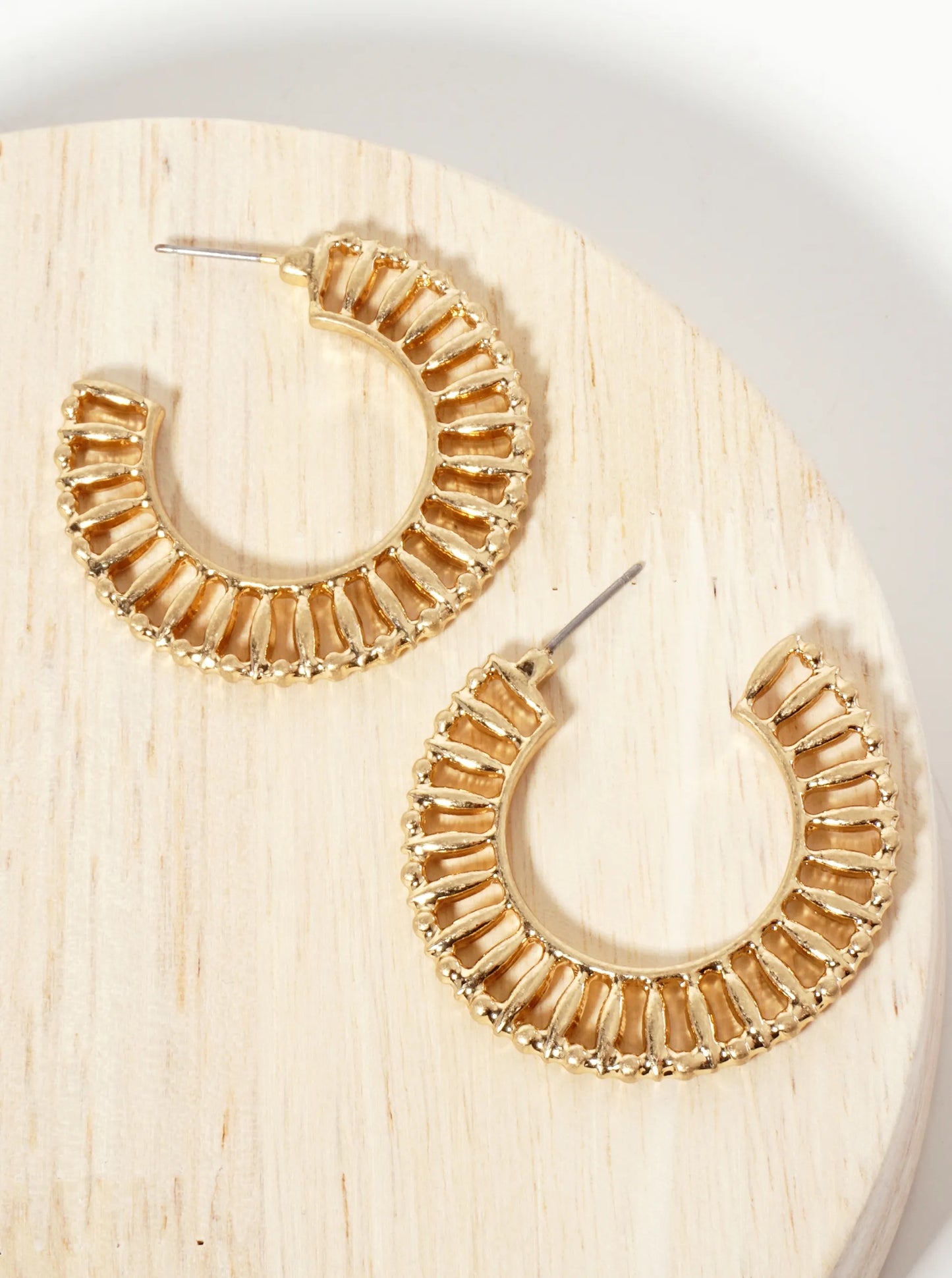 Textured 40mm Wide Open Hoop Earrings