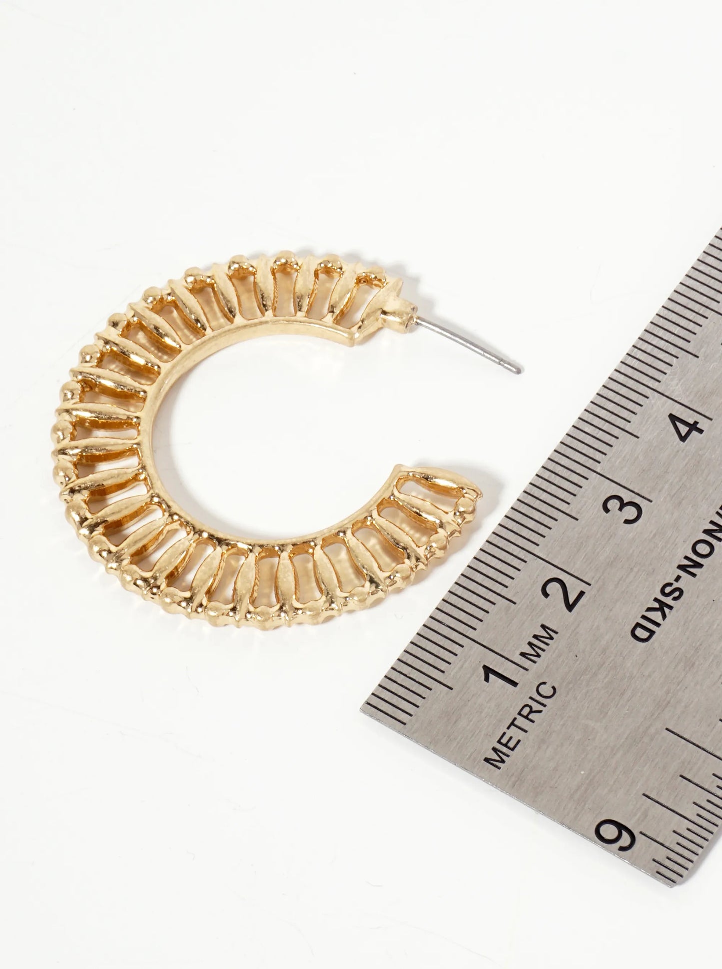 Textured 40mm Wide Open Hoop Earrings