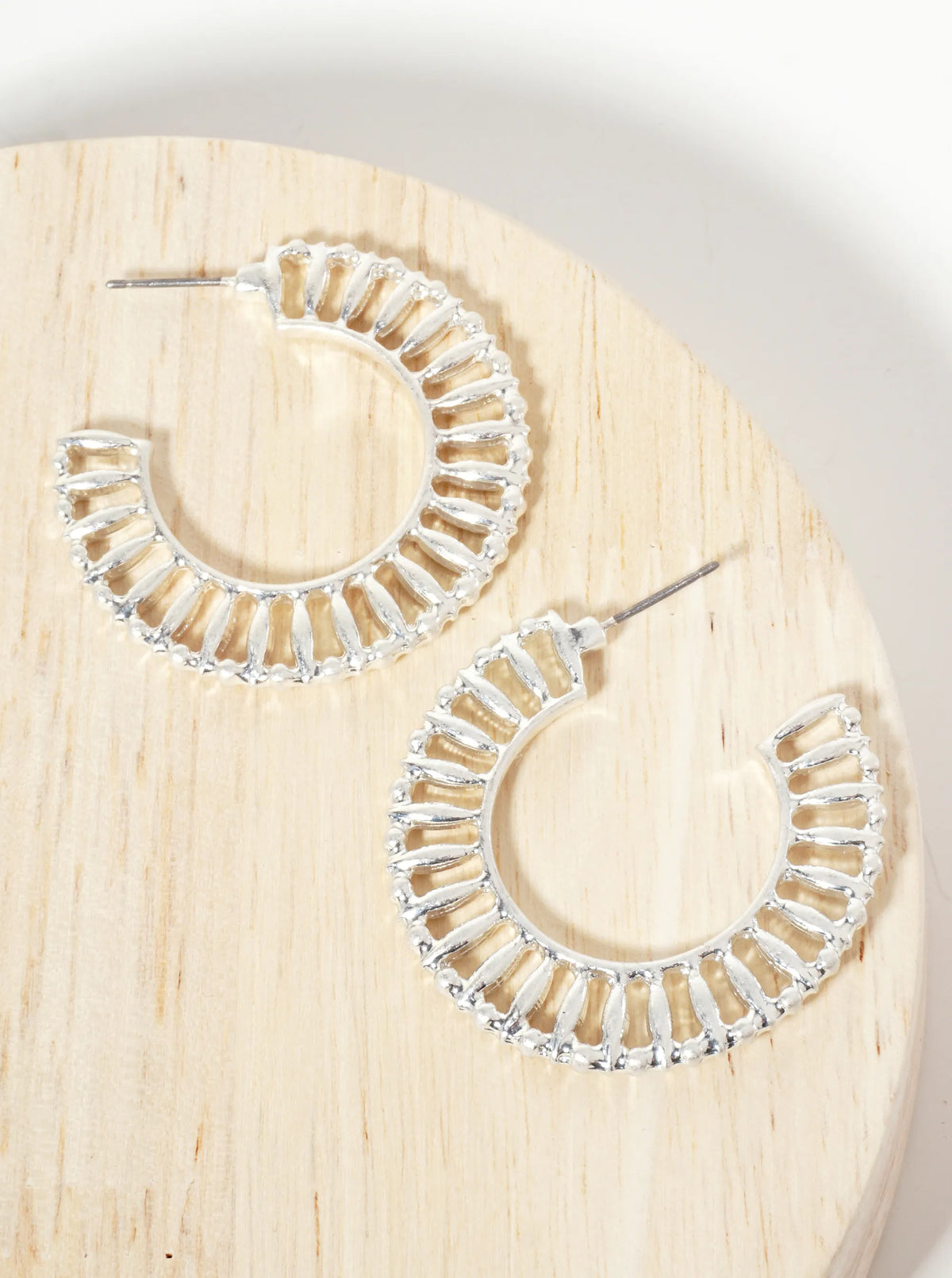 Textured 40mm Wide Open Hoop Earrings