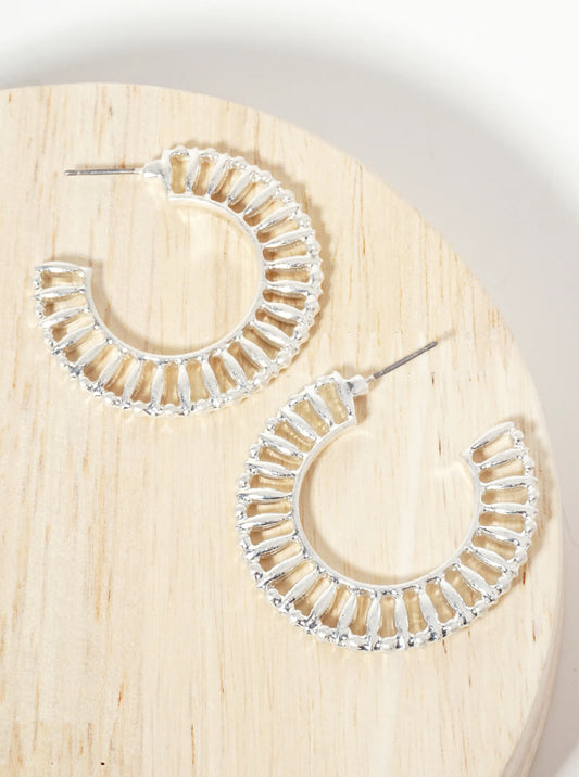 Textured 40mm Wide Open Hoop Earrings