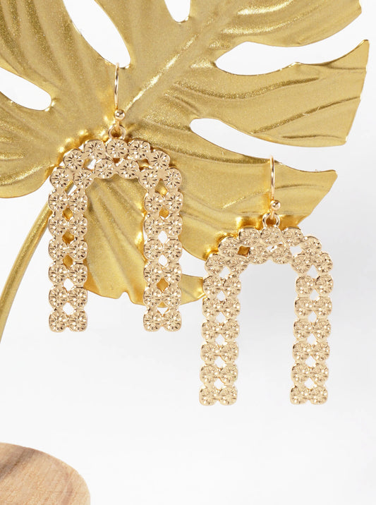 Textured Arch-Shaped Geometric Dangle Earrings