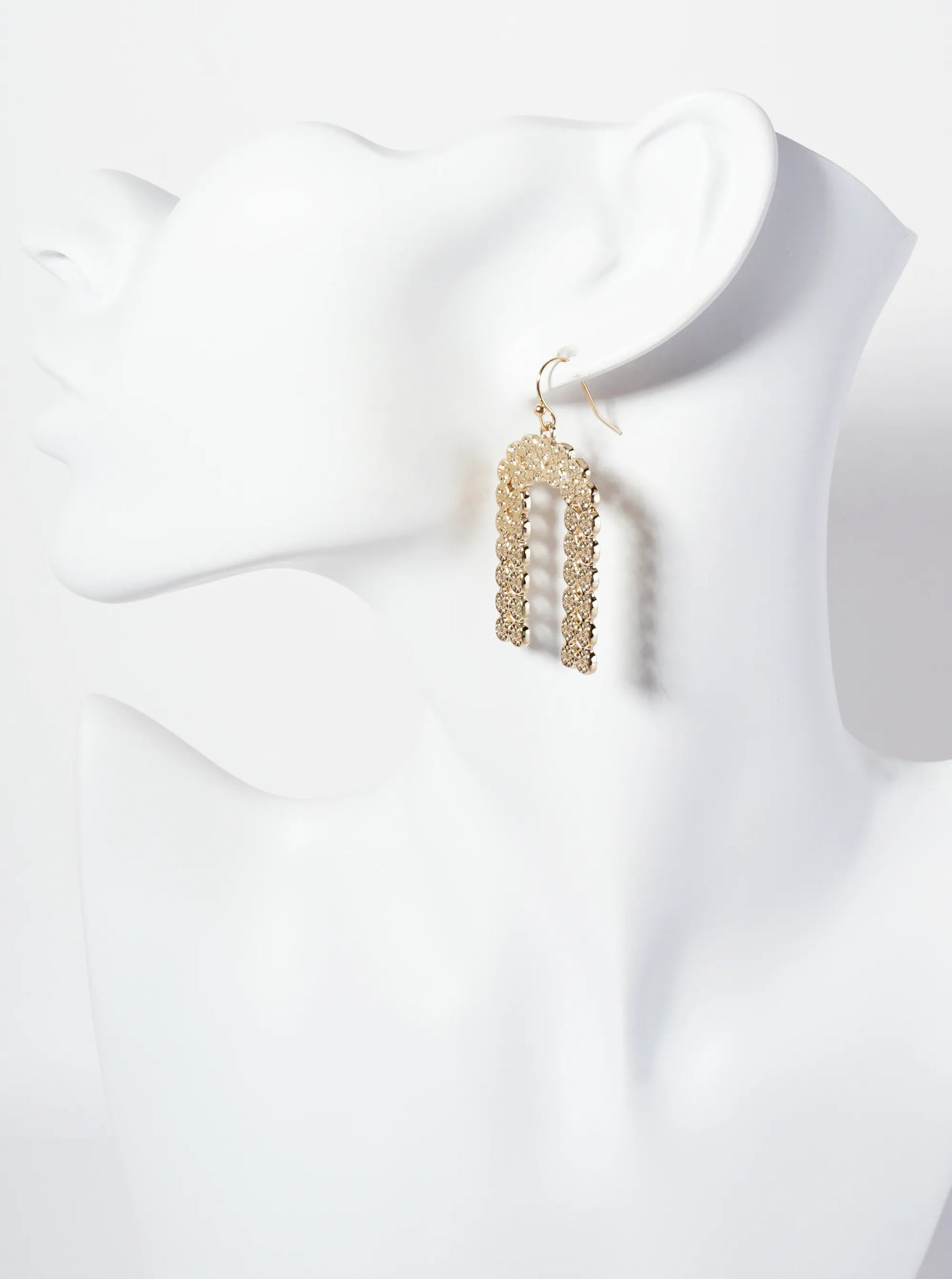 Textured Arch-Shaped Geometric Dangle Earrings