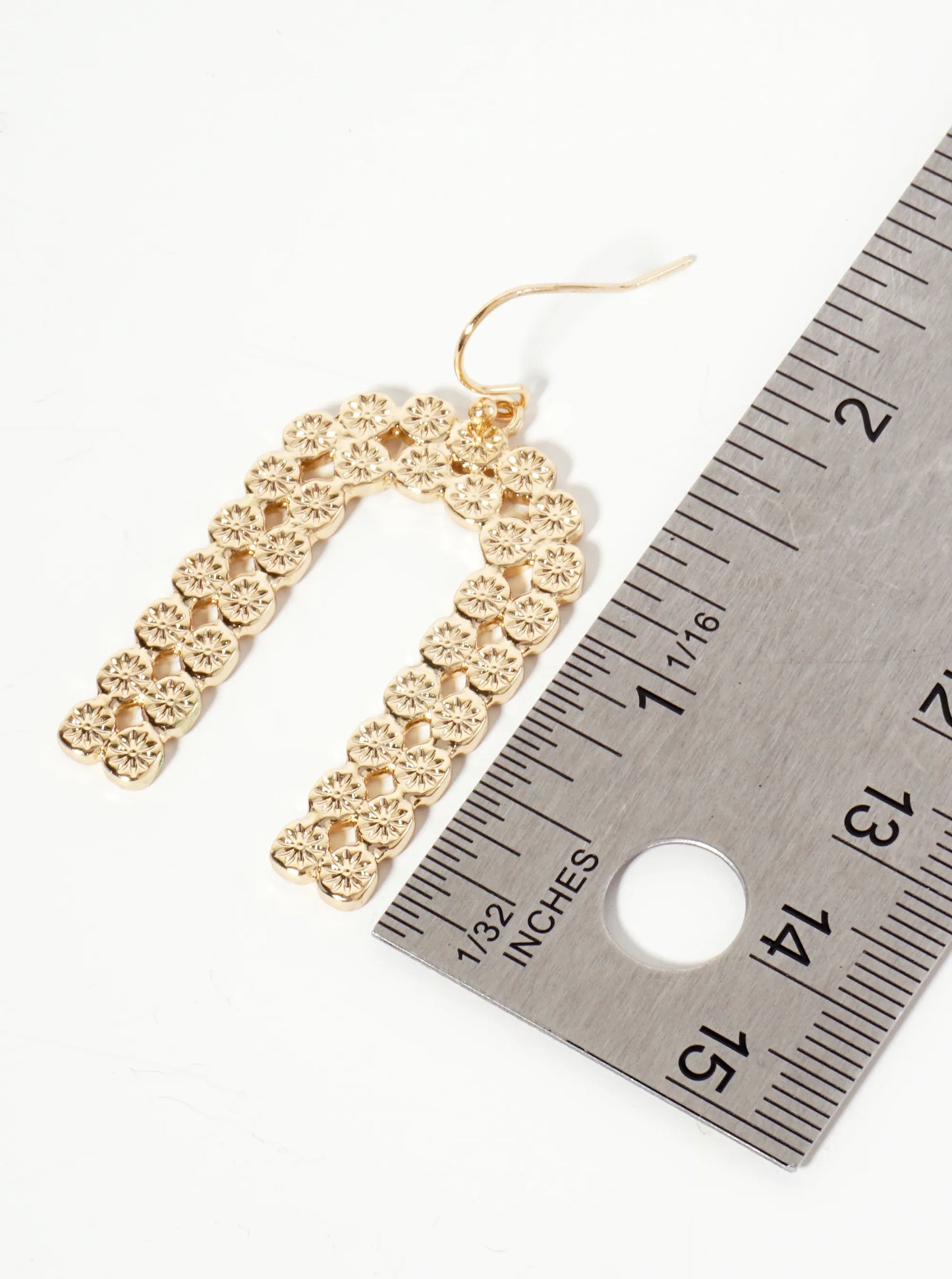 Textured Arch-Shaped Geometric Dangle Earrings