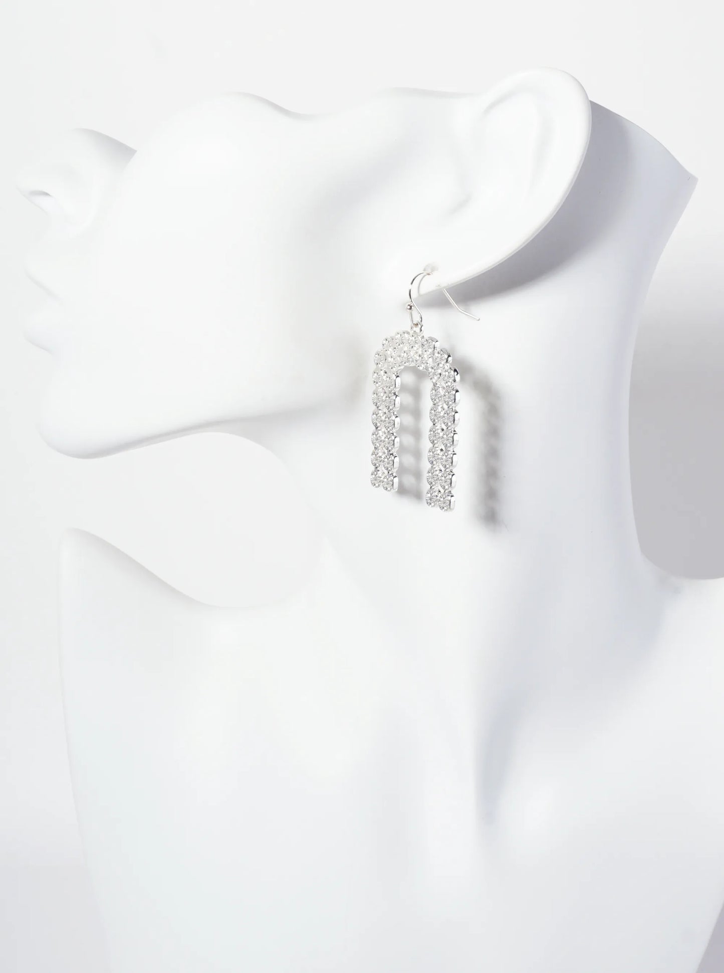 Textured Arch-Shaped Geometric Dangle Earrings