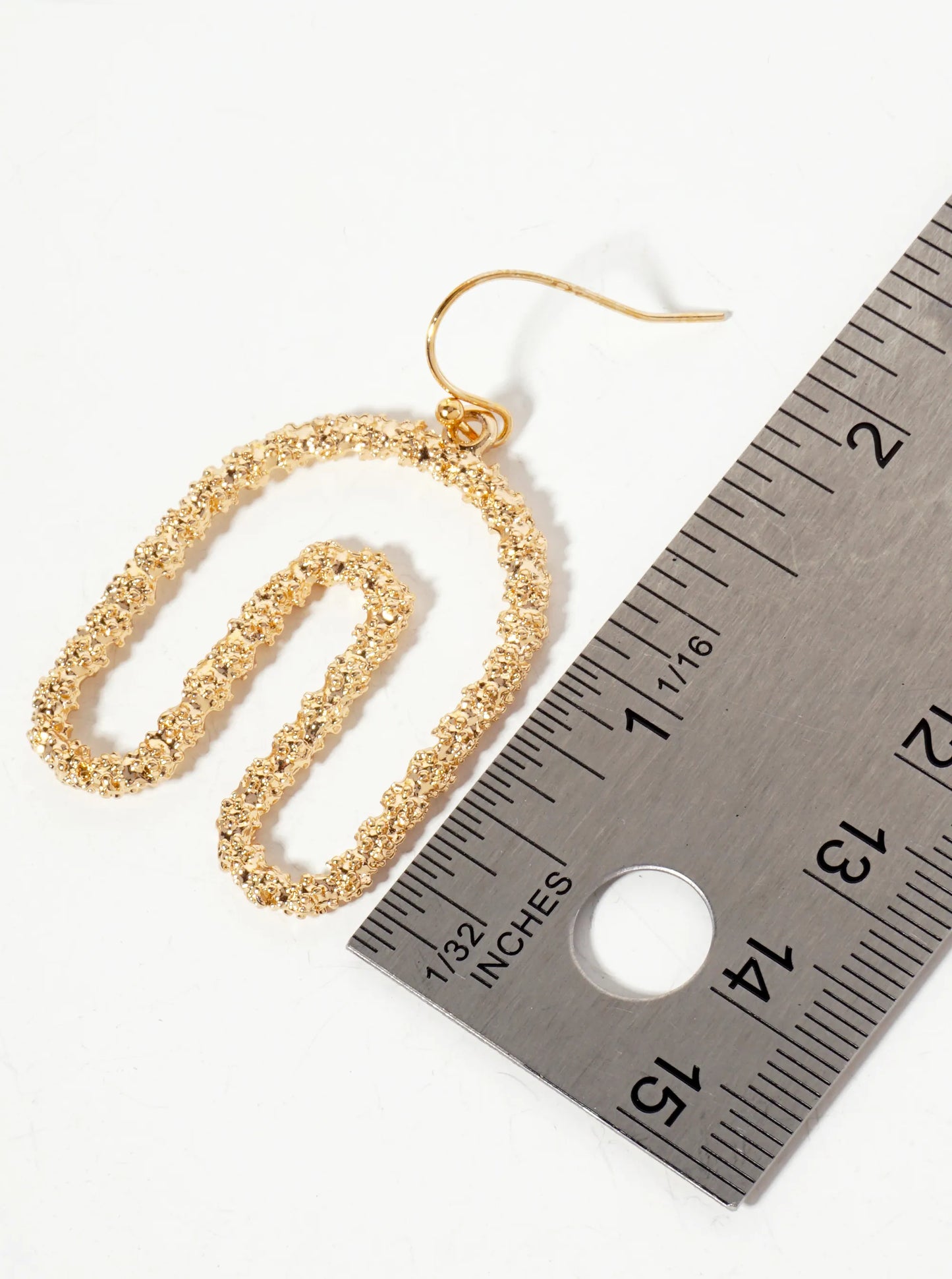 Textured Arch-Shaped Geometric Metal Dangle Earrings