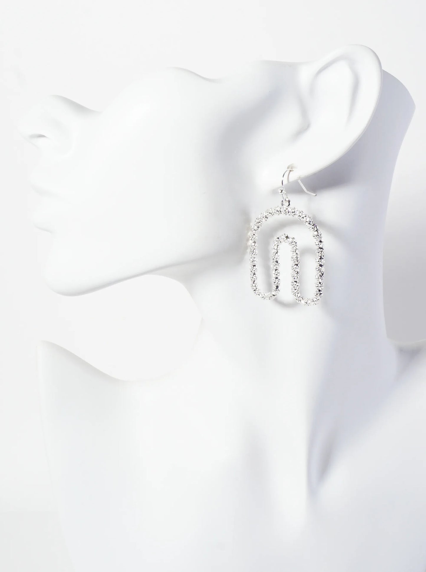 Textured Arch-Shaped Geometric Metal Dangle Earrings