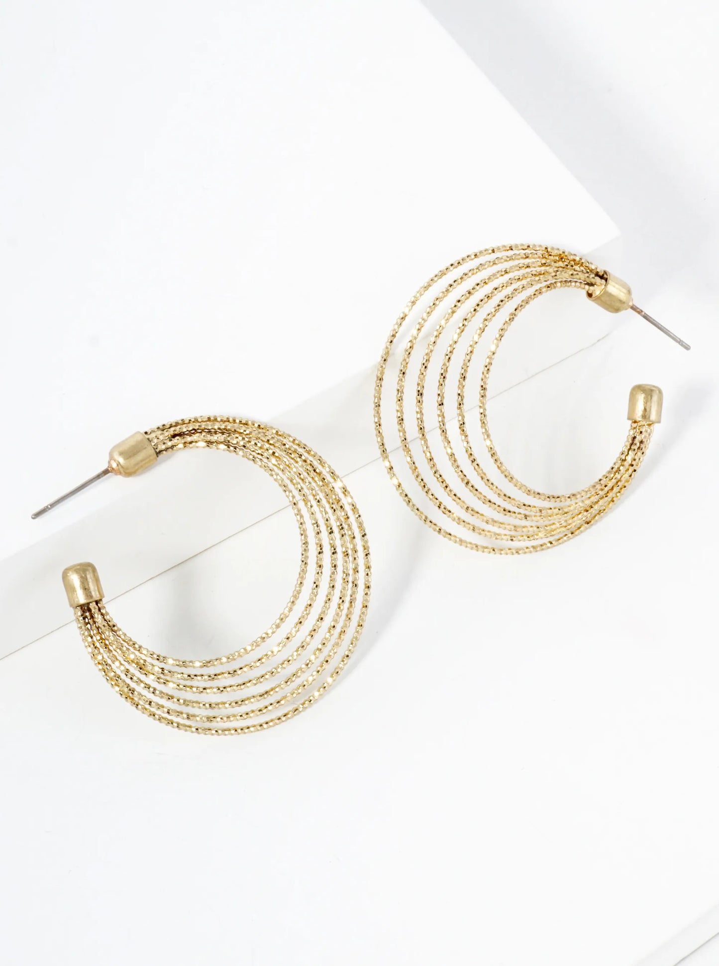 Textured Brass 40mm Layered Hoop Earrings