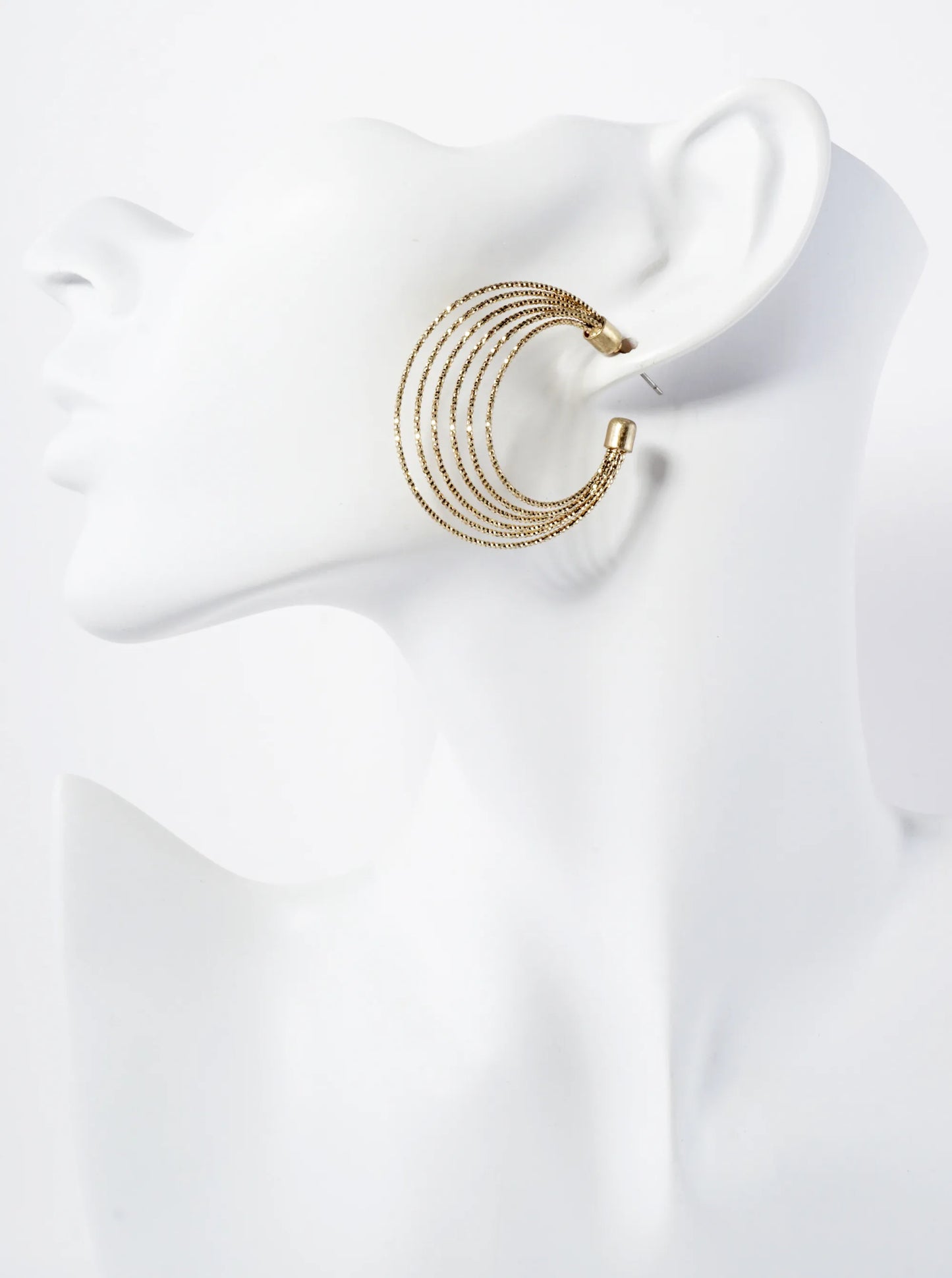 Textured Brass 40mm Layered Hoop Earrings