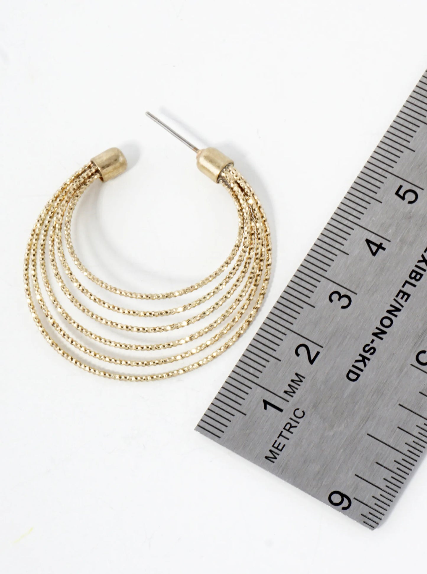 Textured Brass 40mm Layered Hoop Earrings