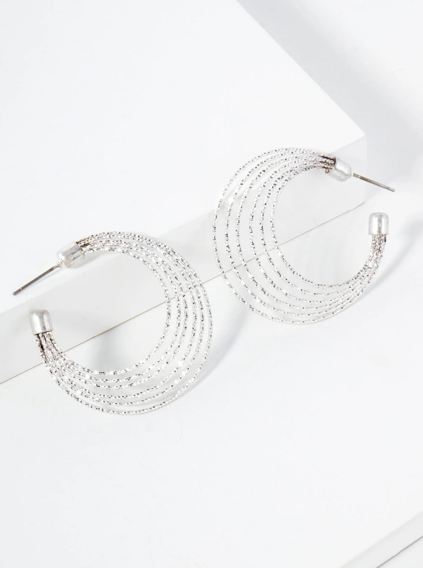 Textured Brass 40mm Layered Hoop Earrings