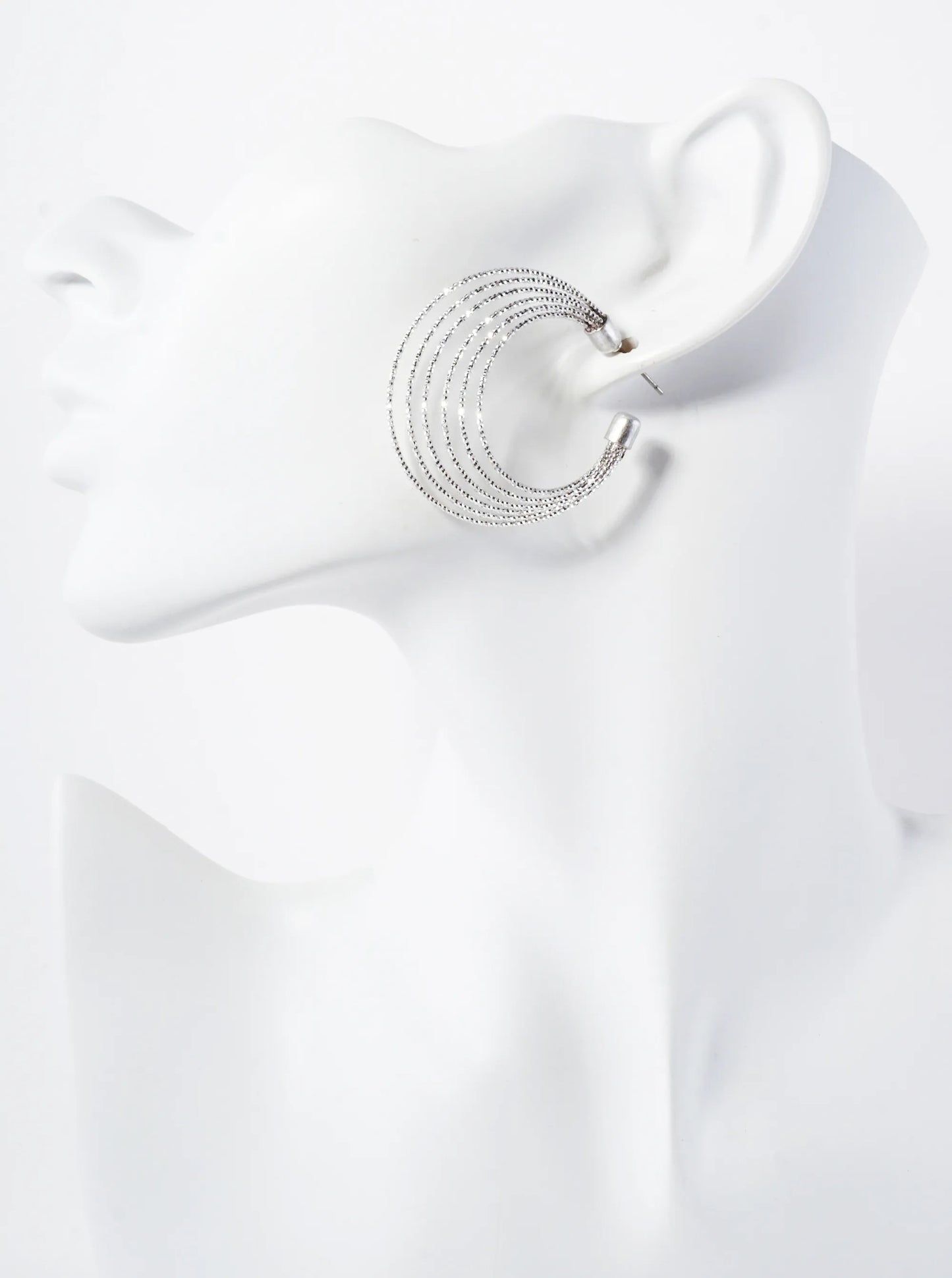 Textured Brass 40mm Layered Hoop Earrings