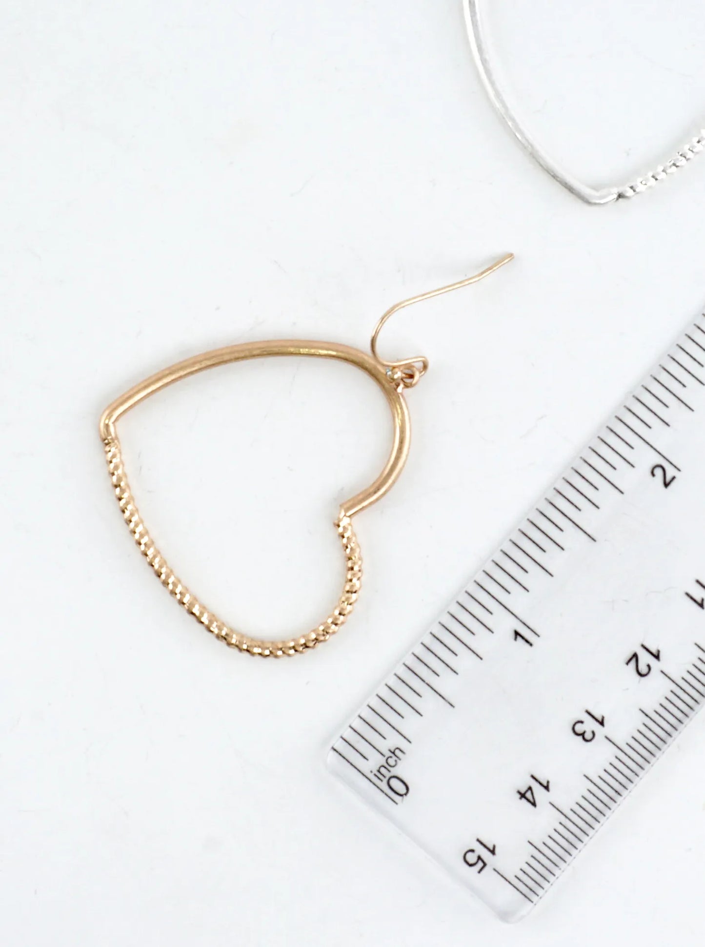 Textured Brass Heart Drop Earrings