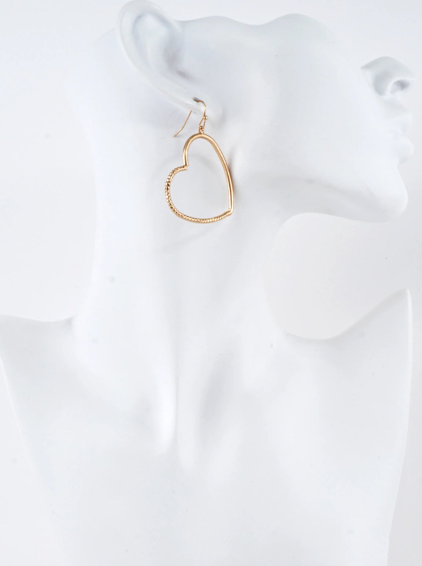 Textured Brass Heart Drop Earrings