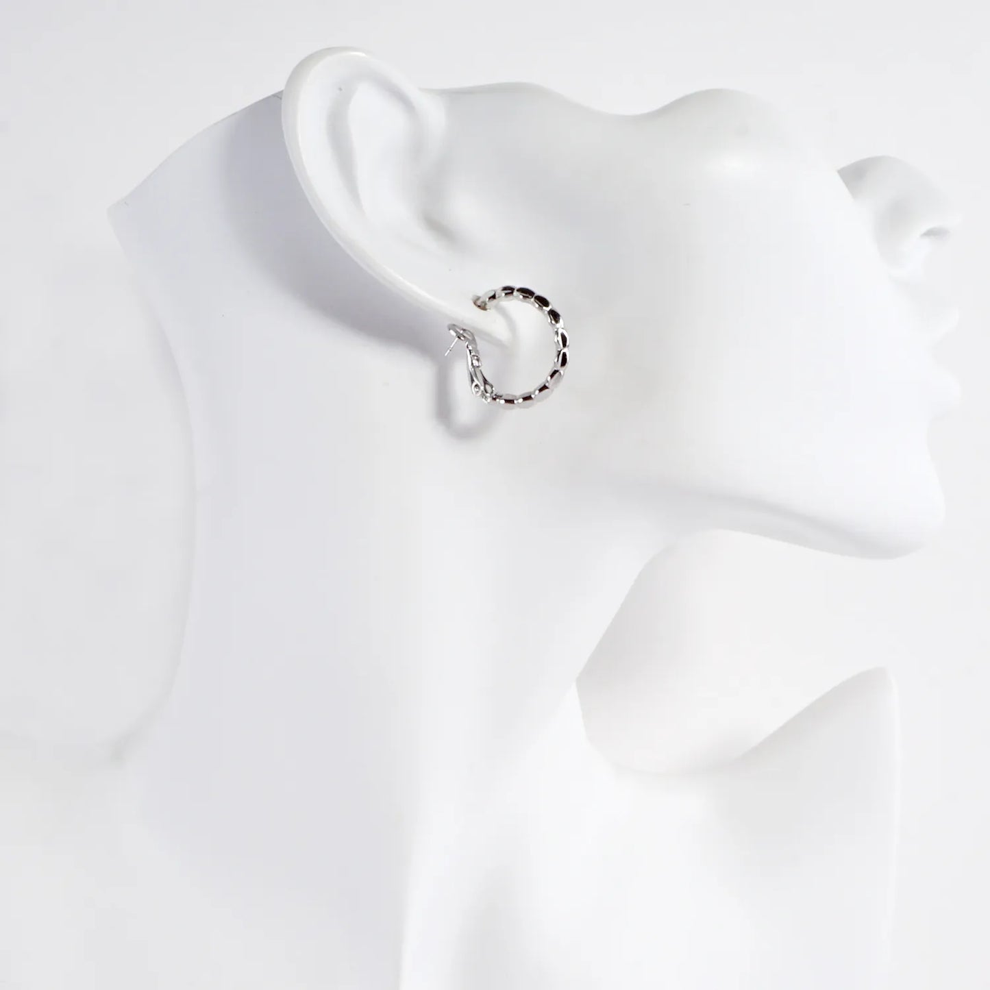 Textured Brass Latch Back 0.75 Inch Hoop Earrings