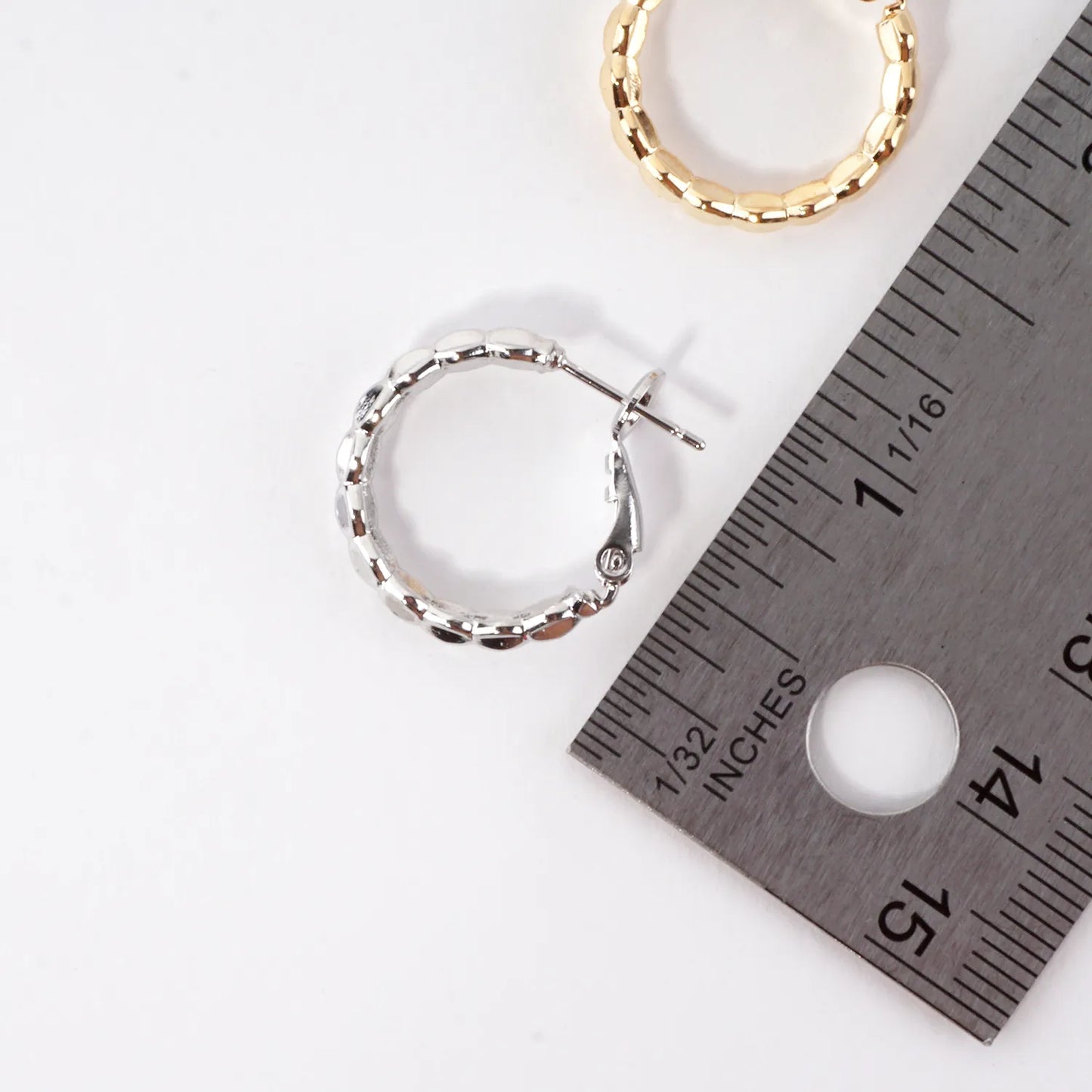 Textured Brass Latch Back 0.75 Inch Hoop Earrings