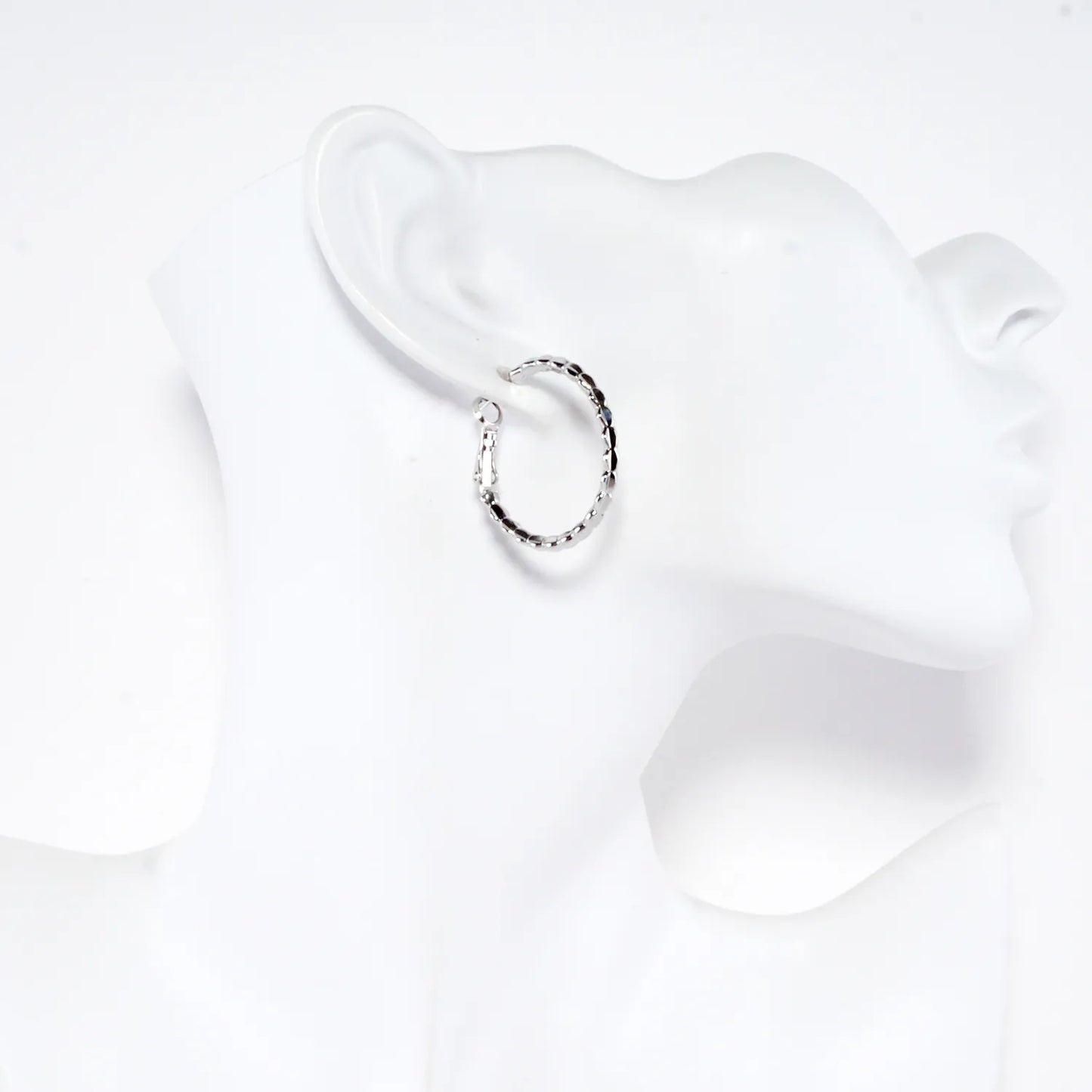 Textured Brass Latch Back 1.25 Inch Hoop Earrings