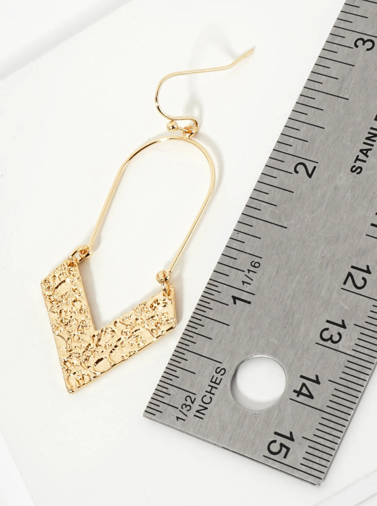 Textured Chevron Drop Metal Dangle Earrings
