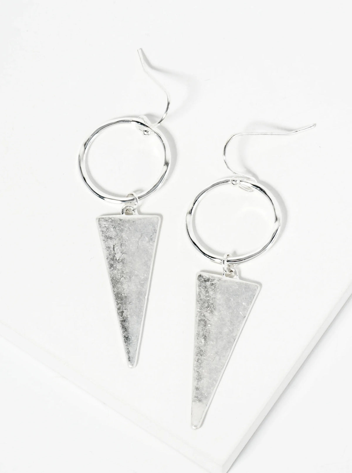 Textured Circle Triangle Drop Geometric Dangle Earrings