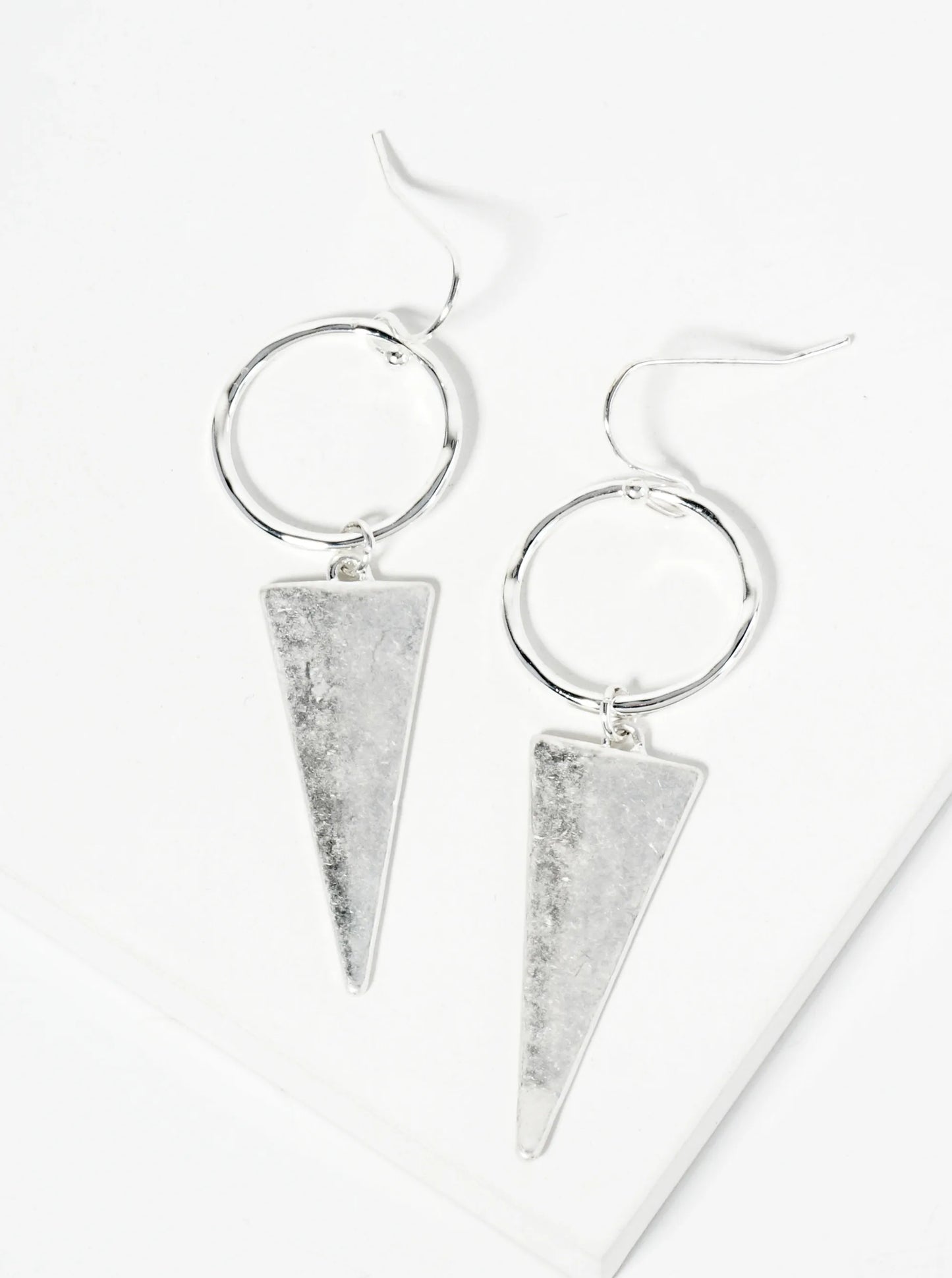 Textured Circle Triangle Drop Geometric Dangle Earrings