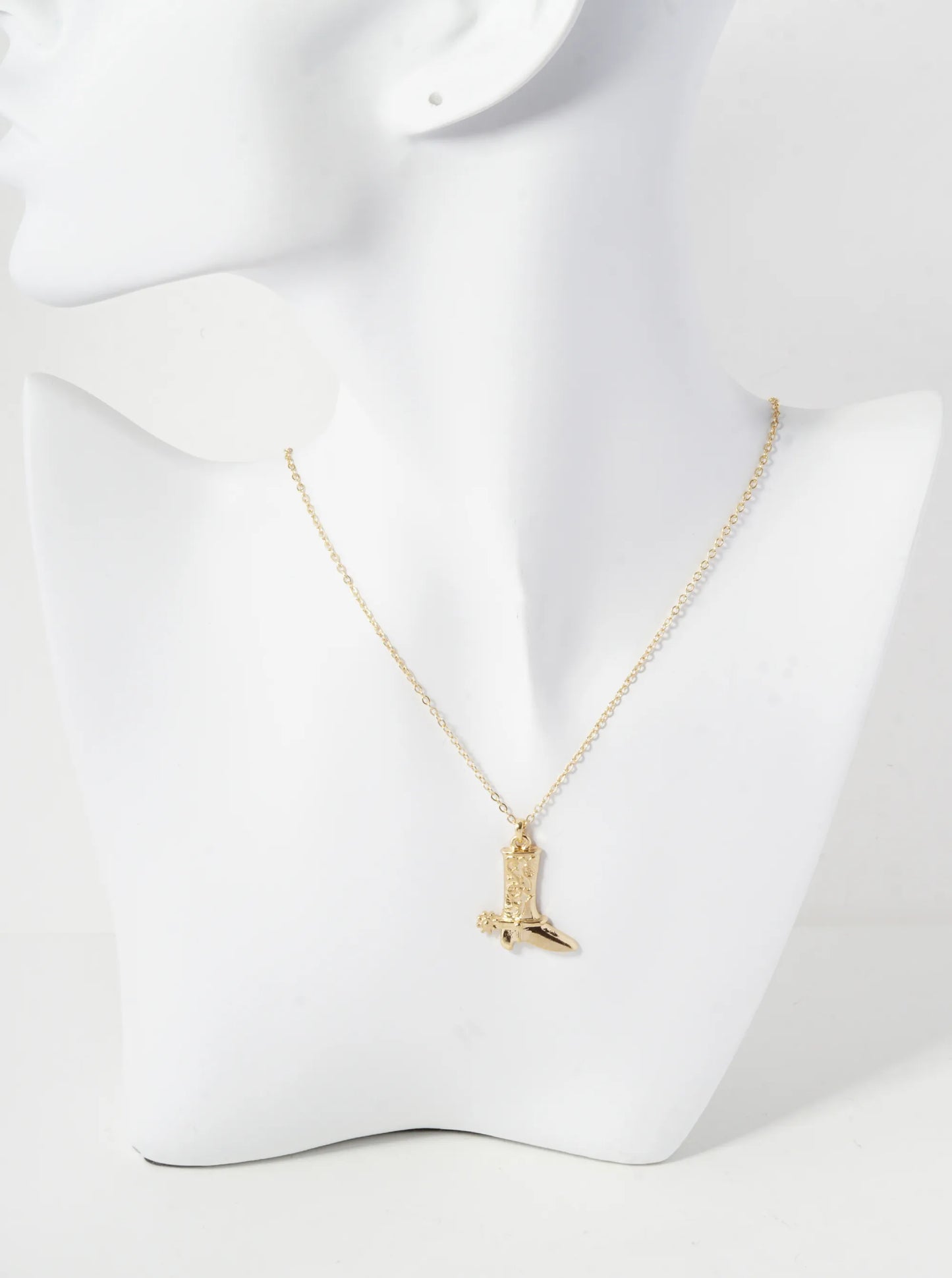 Textured Cowboy Cowgirl Boot Pendant Necklace