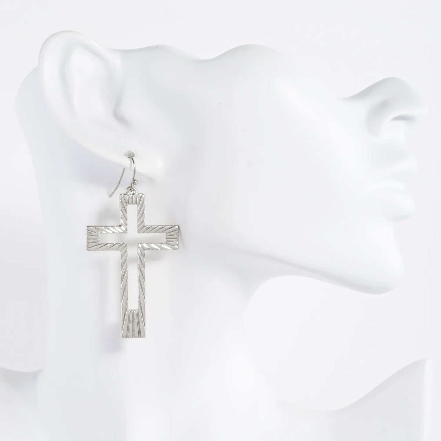 Textured Cutout Cross Drop Earrings