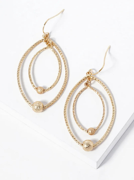 Textured Double Marquise Dangle Drop Earrings