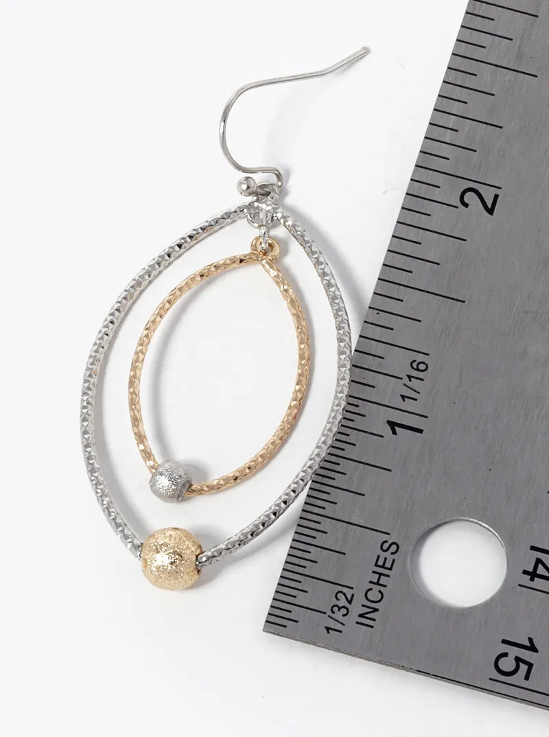 Textured Double Marquise Dangle Drop Earrings