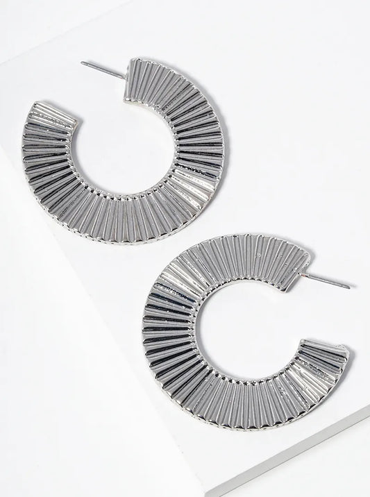 Textured Flat Wide Open Hoop Earrings