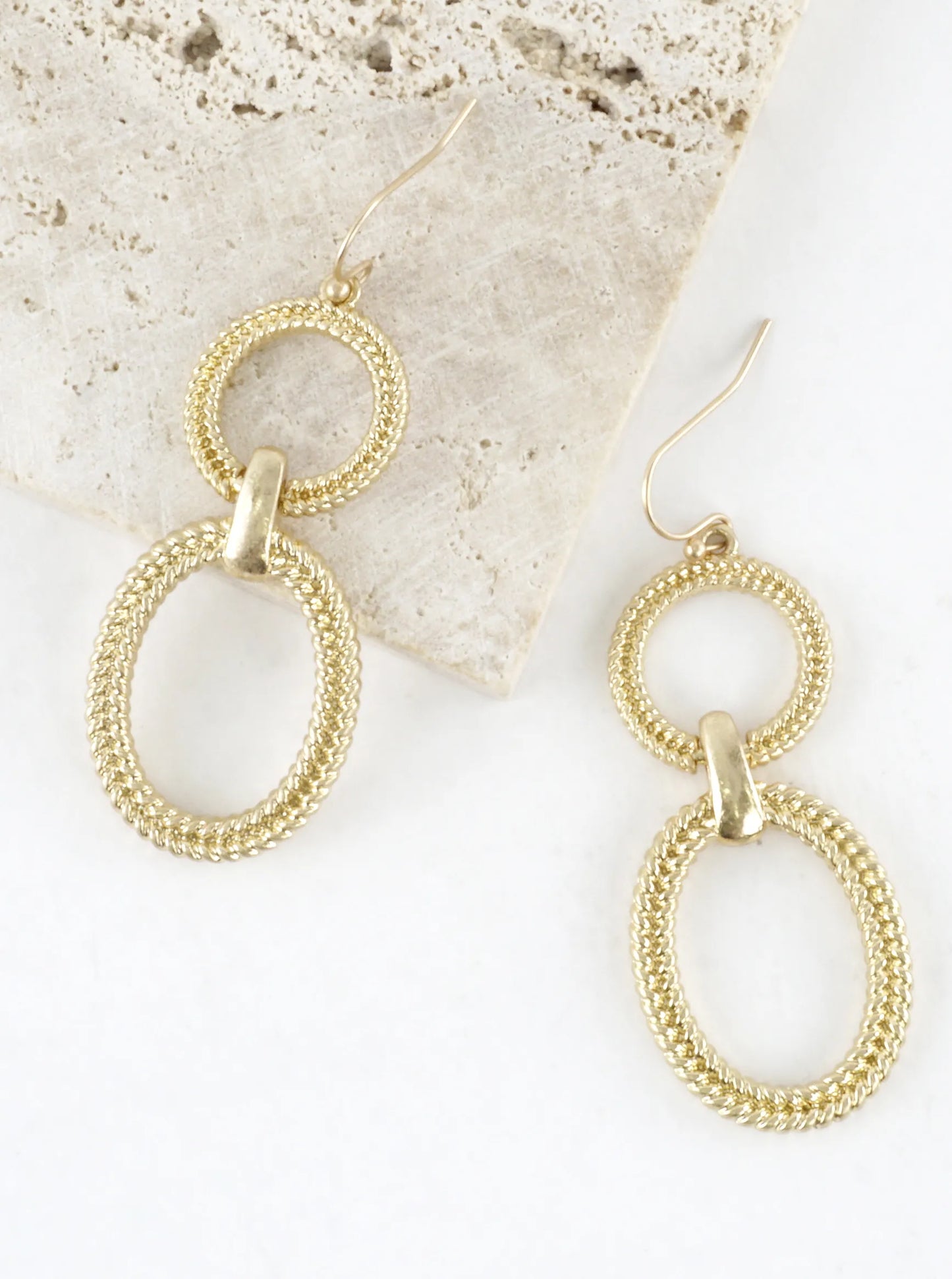 Textured Geometric Circle Oval Dangle Earrings