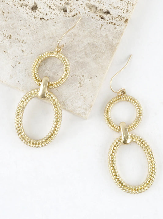 Textured Geometric Circle Oval Dangle Earrings