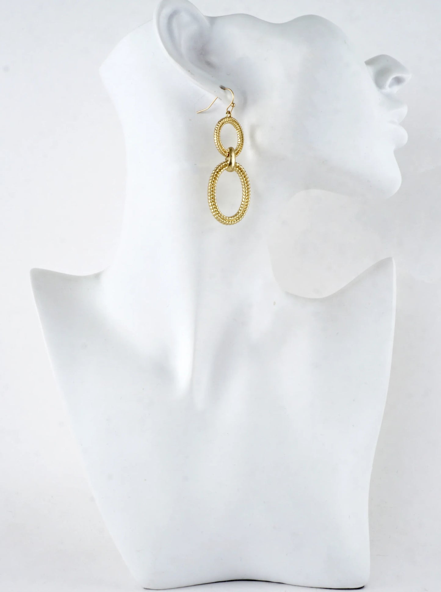 Textured Geometric Circle Oval Dangle Earrings