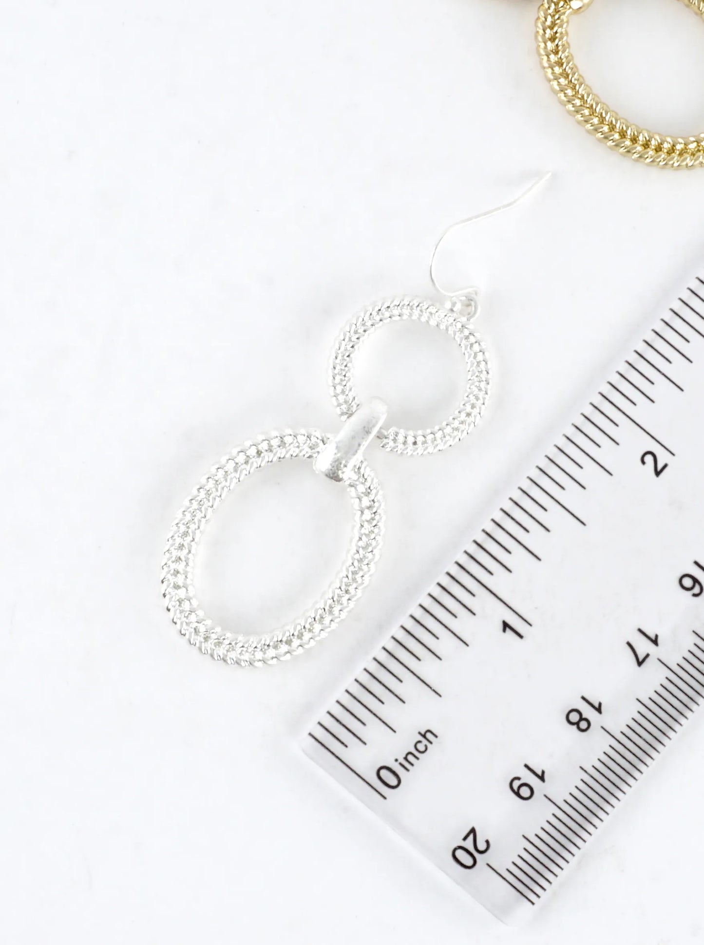 Textured Geometric Circle Oval Dangle Earrings