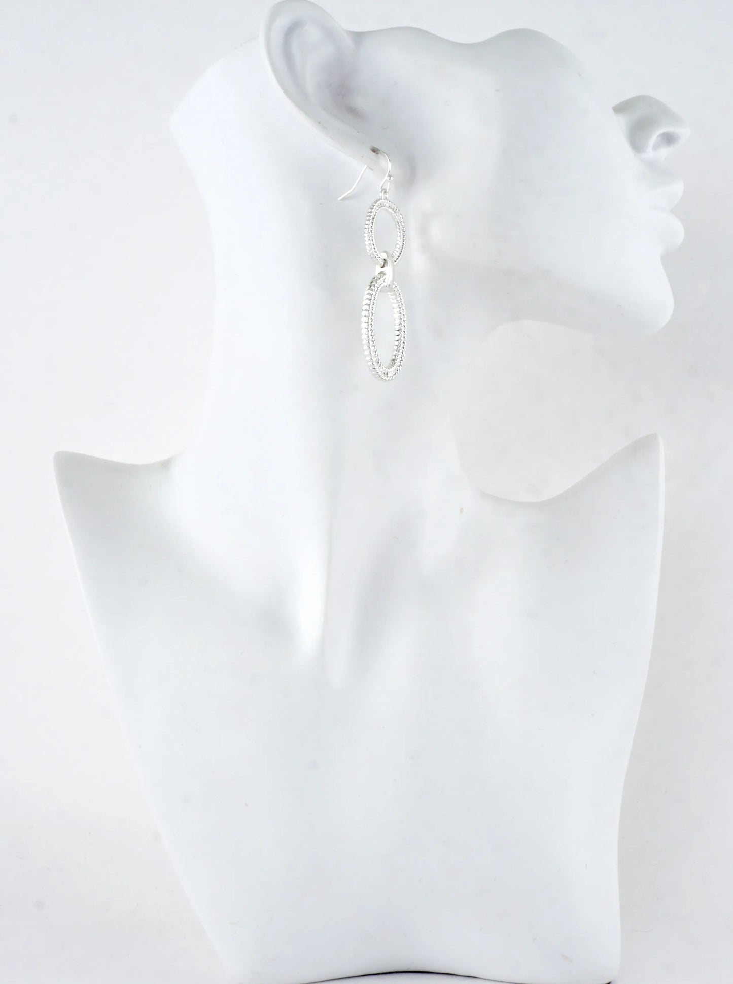 Textured Geometric Circle Oval Dangle Earrings